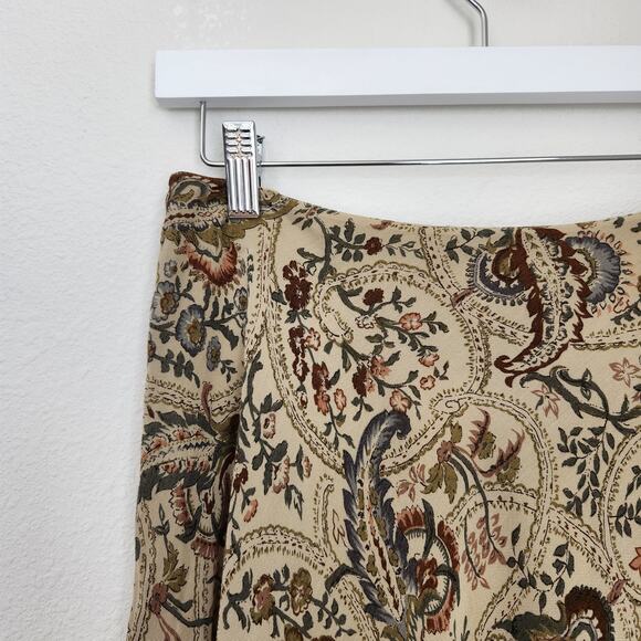 Vintage Banana Republic Beige Floral Tapestry Circle Skirt Mini 90s Boho M - Picture 7 of 9